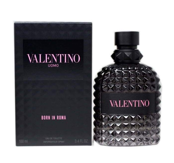 Valentino Uomo Born in Roma EDT 100ml textured black bottle and box